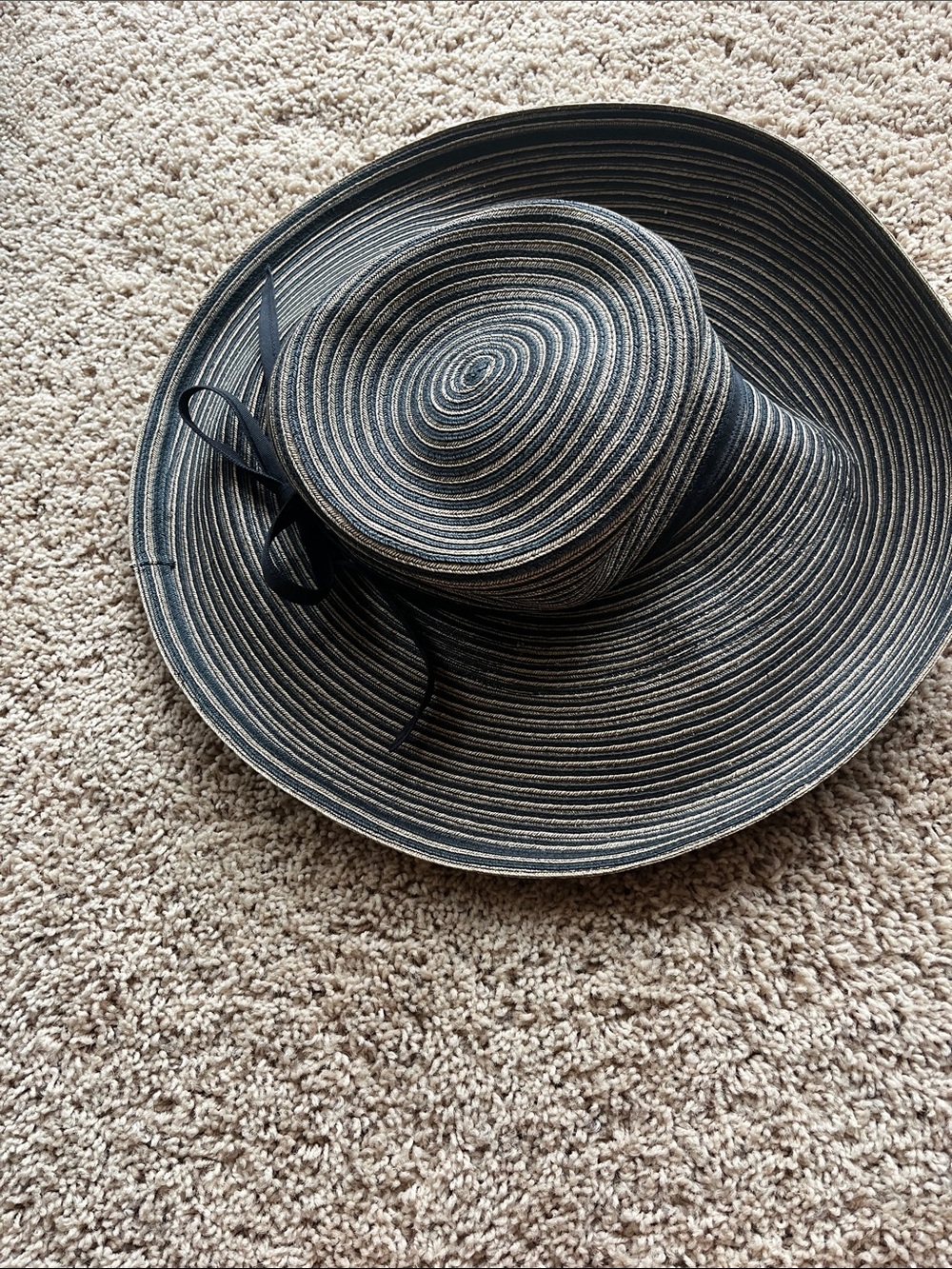 Eric Javits Black and Natural Wide-Brim Straw Hat